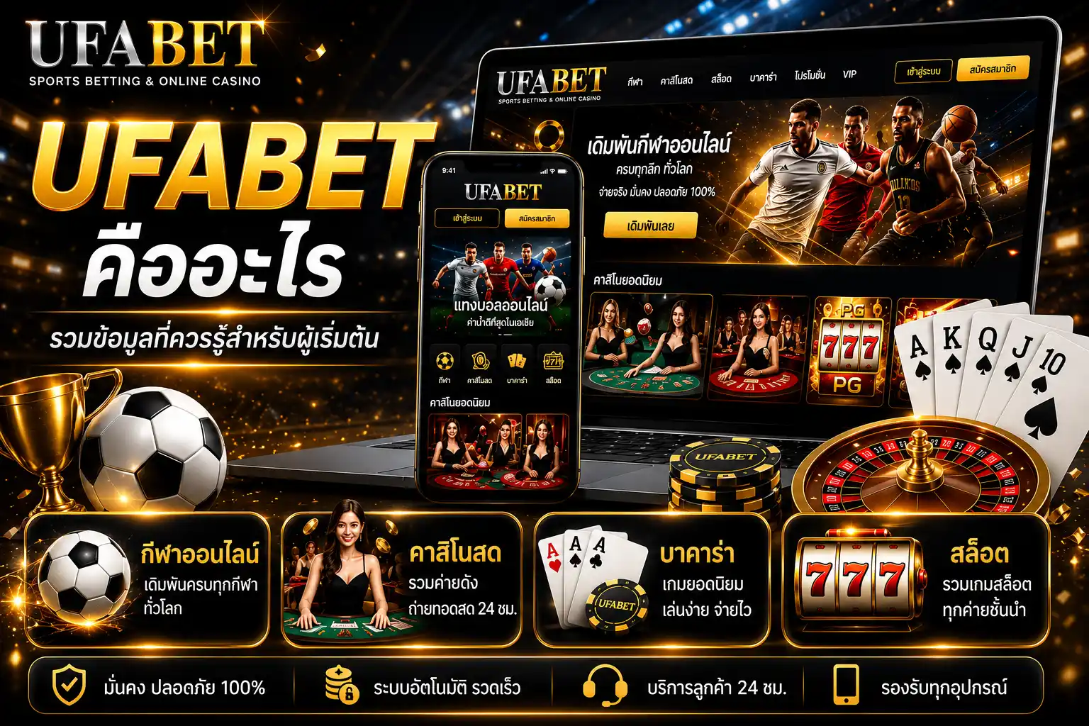 UFABET คืออะไร แนะนำเว็บเดิมพันออนไลน์ครบวงจรสำหรับผู้เริ่มต้น รวมกีฬาออนไลน์ คาสิโนสด บาคาร่า และสล็อต รองรับทุกอุปกรณ์