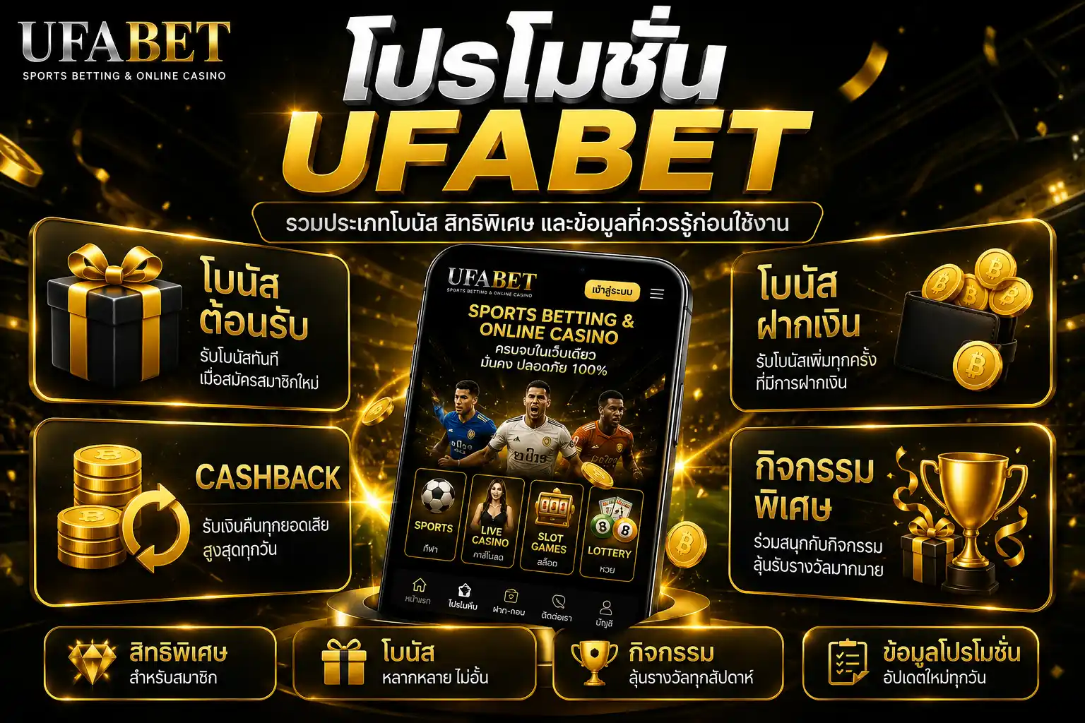 โปรโมชั่น UFABET รวมโบนัสต้อนรับ โบนัสฝากเงิน เครดิตฟรี กิจกรรมพิเศษ และสิทธิประโยชน์สำหรับสมาชิก อัปเดตล่าสุด
