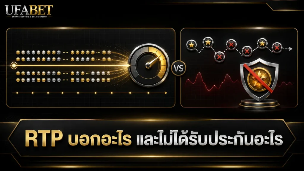 RTP ของเกมสล็อตเป็นค่าเฉลี่ยระยะยาวและไม่รับประกันผลตอบแทนของแต่ละรอบหรือช่วงการเล่น